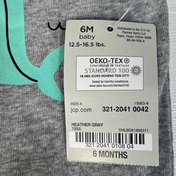 Okie Dokie Baby Sleeveless Bodysuit My First Chomper Shark Gray Size 6 Months Ne - Picture 6 of 6